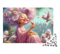 Pollo Puzzle 1000 Piezas Abuela Que alimenta Aves Cartón Premium para Adultos Regalo Navidad para Decorar Mejor Regalo Oferta 70x50cm/1000pcs