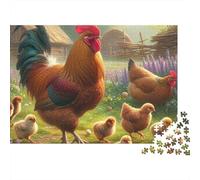 Pollo Puzzle Adultos 1000 Piezas Granja Gallo Paseo Cartón para Parejas Noche Familiar para Entrenar La Mente Oferta Mejor Regalo 70x50cm/1000pcs