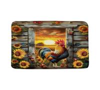 Pollo Rústico Granja Gallo Girasol Granero Animal De Granja País Atardecer Alfombra Baño Resistente Alfombrilla De Baño Plegable Felpudo De Entrada para Cocina Bañera Interior 40X60Cm