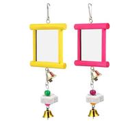 Pollo Swing Mirror, Wooden Coop Enrichment Mirror Pecking Toy, Acrylic, Alloy, Easy Assemble, Safe Multifunctional Poultry Boredom Relief Accessories for Outdoor Space, Yard, Garden, 21x10x4cm
