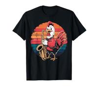 Pollo Vintage Jugando Saxofón Jazz Saxofón Músico Saxofón Camiseta