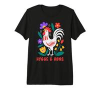 Pollos de Patio Trasero Hygge Arte Popular Gallo Camiseta Premium