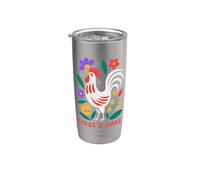 Pollos de patio trasero Hygge Arte popular Gallo Vaso térmico de acero inoxidable de doble pared