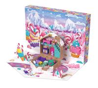 Polly Pocket Calendario de Adviento, Conjunto de juego de casita de jengibre para construir con muñeca, más de 24 sorpresas, muebles de casa de muñecas y accesorios navideños, JFV13