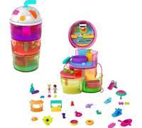 Polly Pocket Cascada Polly-sorpresas, Cofre Zumo de Frutas con Juego de Agua para muñecas con Accesorios Sorpresa, Juguete +4 años (Mattel HFP99)