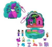 Polly Pocket Cofre Pavo Real, Set de Juego para Mini muñecas con 2 Figuras y 12 Accesorios, Incluyendo Diferentes Animales exóticos, Juguete Regalo para niños y niñas +4 años, HWN97