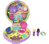 Polly Pocket Mermaid Dreams de colección, compacto tema submarino, caja especial, 2 muñecas sirena, anillo usable y más, regalo Keepsake, a partir de 4 años