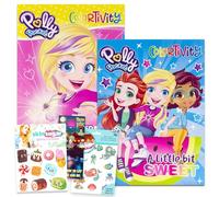 Polly Pocket Coloring Book Set for Kids - 2 Jumbo Polly Pocket Activity Books with Stickers, Tattoos, and More | Polly Pocket Coloring Bundle for Girls