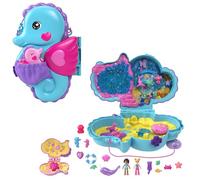Polly Pocket Compacto Caballito de Mar 2 en 1 Amazon Exclusivo | Set de bolso portátil, 2 micro muñecas, 13 accesorios y animales marinos. Temática océano. HWP03