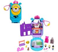 Polly Pocket Conjunto de Juego Minions con 1 muñeca, 2 Figuras de Minions y Peluche de Unicornio Fluffy, Estuche Coleccionable con 9 Accesorios, HWP09
