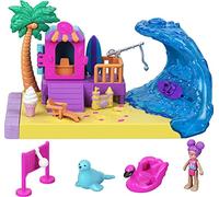 Polly Pocket Día en la Playa Pollyville Set de Juego con muñeca, Mascota y Accesorios, Juguete +4 años (Mattel GTM68)
