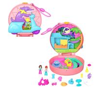 Polly Pocket Dolls and Playset Adventure Moped Compact Travel Toy with 2 Micro Dolls and Pet Animal and Vehicle Accessories