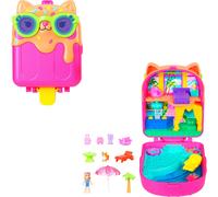 Polly Pocket Dolls y Playset Kitty Popsicle Resort Compact Travel Toy con 1 micro mueca Pet Puppy & Temed Accessories