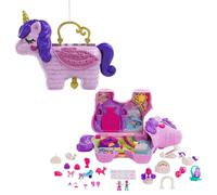 Polly Pocket Estuche Bolso La Fiesta del Unicornio, Set de Juego con Forma de piñata con Mini muñecas, áreas de Juego y Accesorios, Juguete +4 años (Mattel GVL88)