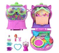 Polly Pocket Estuche Gatito de Chicle, Conjunto de Juego con muñeca, Juguete de Viaje con minimuñeca, una Mascota, una Taza de té, un balancín y Accesorios temáticos de Frutas, JKC50