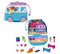 Polly Pocket Estuche Perrito en Caravana Set de Juego con muñecas, Mascota y Accesorios de Playa, Juguete +4 años (Mattel HRD36)