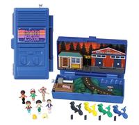 Polly Pocket Estuche Stranger Things con forma de walkie talkie con 6 mini muñecos y 10 accesorios, juguete para coleccionistas inspirado en la serie, +4 años (HWP22)