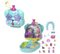 Polly Pocket Fiesta de cumpleaños perruna Conjunto de Juego de Estuche, Juguetes en Miniatura con 2 muñequitas y 14 Accesorios, HKV30