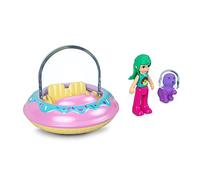 Polly Pocket Juego coleccionable de microvehículo de metal, muñeca y mascota articulable, muñeca Polly's Friend con tema de dona OVNI y cachorro morado (con casco espacial) Sidekick Playset