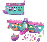 Polly Pocket Juego de barco portátil con accesorios de juego acuático y cambio de color, Unicorn Dream Cruise incluye 1 muñeca y 23 piezas en total (exclusivo de Amazon)