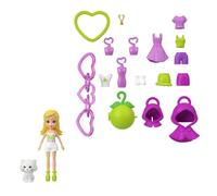 Polly Pocket Juego de llavero de muñecas y mascotas, accesorios de moda con temática de frutas y dijes para bolsas