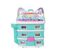 Polly Pocket x “La casa de muñecas de Gabby” Estuche Conjunto de juego y muñequitas, incluye 9 accesorios temáticos y a las mascotas Pandy Patitas, Muffin y Siregata, JFV02