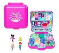 Polly Pocket Mattel Conjunto de estuche homenaje del 80. aniversario, estuche de casa de muñecas con 3 muñecas, 1 mascota, una falda y muebles con temática de celebración, JGK22