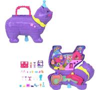 Polly Pocket Micro muñecas y juego con 23 accesorios sorpresa, incluyendo mascotas, fiesta de cumpleaños, celebración de gatito, paseo en rueda de la fortuna