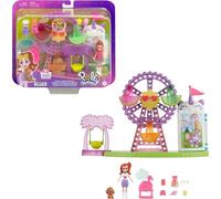 Polly Pocket Muñeca y Juego de Juego, golosinas Tropicales Carnaval Alimentos Juguetes Incluye muñeca de 7,6 cm, 1 Cachorro, 10 Accesorios y Noria giratoria