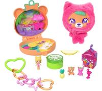 Polly Pocket Muñeca y Mascotas, Estuche Osito de Peluche | Llavero y peluche, accesorios y charms de frutas, JKC79