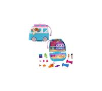 Polly Pocket Muñecas y Playset, Paseo de Cachorro en la Playa con 11 Accesorios, Juguete de Viaje con Exterior Fidget