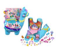 Polly Pocket Pajama Party Llama Party Estuche grande con más de 25 sorpresas (incluye 2 muñequitas), temática de fiesta de pijamas y acampada con estilo, función Pop & Swap, a partir de 4 años, HHX74