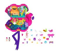 Polly Pocket Party Flamingo Party Estuche de Juego Compacto con 26 sorpresas (Incluidas Las micromuñecas Margot y su Amiga), a Partir de 4 años (Mattel HJN46)