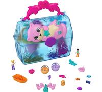 Polly Pocket Playset Sparkle Cove Adventure Treasure Chest Animal Toy with 2 Dolls Surprise Accessories & Water Play