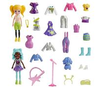 Polly Pocket Set de Juego Paquete de Modas Sirenas Mágicas Elemento Sorpresa Incluye Dos muñecas y 25 Piezas de Moda para niñas de 4 años en adelante