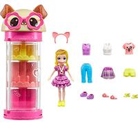 Polly Pocket Style Spinner Fashion Closet Playset con muñeca Polly y 10 accesorios de moda, tubo de moda con temática de cachorros