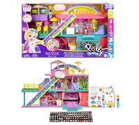 Polly Pocket Sweet Adventures Rainbow Mall, 3 Pisos, 9 áreas de Juego, más de 35 Accesorios, Incluyendo muñeca Polly de 3 Pulgadas, Gran Regalo a Partir de 4 años