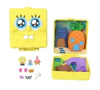 Polly Pocket x Bob Esponja Estuche de colaboración Conjunto de Juego con minimuñecos de Bob Esponja y Patricio, 7 Accesorios Incluyendo Mascota Gary, JKC84