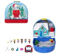 Polly Pocket x Estuche de Peanuts para coleccionistas, minimuñecos y Conjunto de Juego, 7 Accesorios temáticos, 4 ubicaciones icónicas, Snoopy y Emilio, JFV05