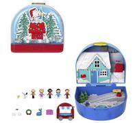 Polly Pocket x Estuche de Peanuts para coleccionistas, minimuñecos y Conjunto de Juego, 7 Accesorios temáticos, 4 ubicaciones icónicas, Snoopy y Emilio, JFV05
