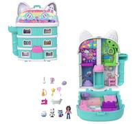 Polly Pocket x Gabby’s Dollhouse Compacto | Muñecas micro y set de juego, 9 accesorios temáticos, amigos Pandy Paws, Cakey y MerCat, JFV02