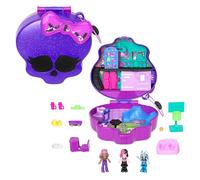 Polly Pocket x Monster High Compacto | Playset Calavera, Draculaura, Clawdeen Wolf y Frankie Stein Micro muñecas, 10 accesorios, coleccionable, HVV58