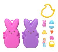 Polly Pocket x Peeps 6 Micro Dolls & 2 Playsets with 6 Themed Accessories & Clip Keychains Travel Toy Partnership Compact