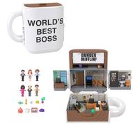 Polly Pocket x The Office - Set de juego compacto con 6 mu ecos y 9 accesorios, juguete coleccionable de colaboraci n, exterior de taza de caf