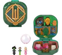 Polly Pocket x Wicked Estuche de coleccionista con minimuñecos de Glinda, Elphaba y el Mago y 2 Accesorios temáticos, ubicaciones emblemáticas de Shiz y Oz, JFV04