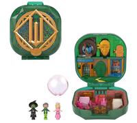Polly Pocket x Wicked Estuche de coleccionista con minimuñecos de Glinda, Elphaba y el Mago y 2 Accesorios temáticos, ubicaciones emblemáticas de Shiz y Oz, JFV04
