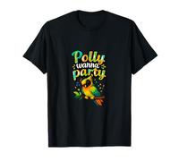 Polly Wanna Party Parrot Pun Lindo Gráfico de Vida Silvestre Camiseta