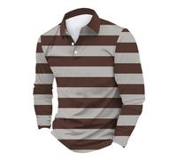 Polo a rayas para hombre, polos para hombre, ajuste delgado, ajuste seco, ligero, casual, de manga larga, ajustada, a rayas, con botón, camisa polo informal para abuelo, camiseta de retazos de color,