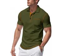 Polo Amarillo Hombre Ropa Verano Verano Mis Pedidos Manga Corta Talla Grande Slim Fit Cuello Mao M Polo Golf Manga Corta Lisas Verde Militar Antisudor Camisetas de Trabajo Hombre Verde Militar M