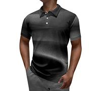 Polo básico a rayas para hombre, estampado a rayas, verano, moda, impresión digital 3D, solapa de manga corta, blusa Henley para hombre, camiseta de golf 2026, Negro, XXL